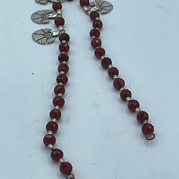 “VINTAGE GINGKO LEAF NECKLACE” Silver with Brown Faceted “Jet” Beads. - Picture 10 of 15